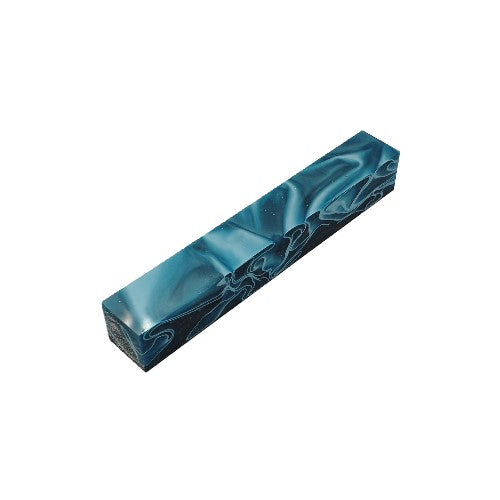 Dark Turquoise with White & Black Line Acrylic Pen Blank