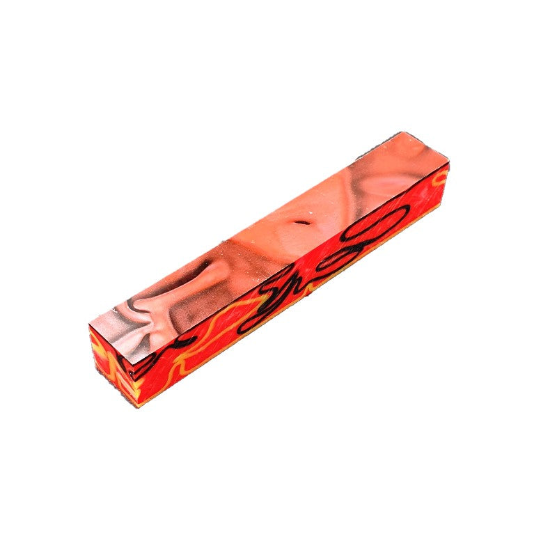 Red with Black and Orange Acrylic Pen Blank