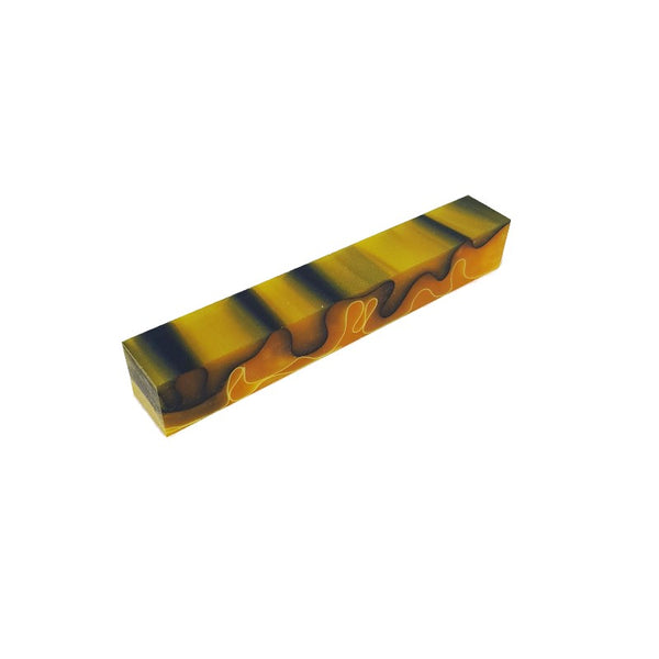 Yellow with White and Black Line Acrylic Pen Blank